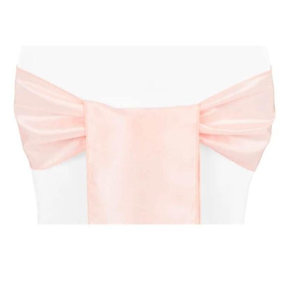 50 count | Blush Rose Gold Satin Chair Sashes Wedding Party Dining Banquet Bows - Picture 4 of 4